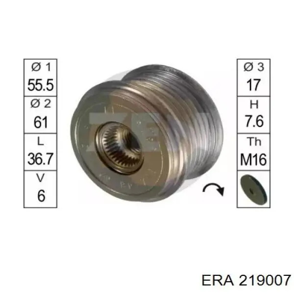 Шкив генератора 219007 ERA