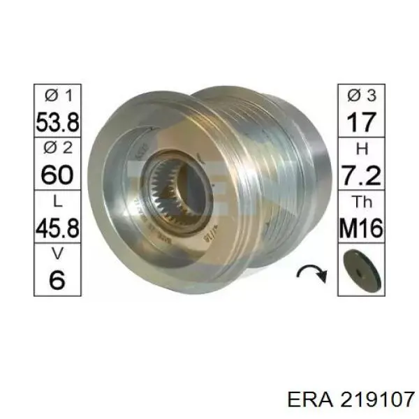 Шкив генератора 219107 ERA
