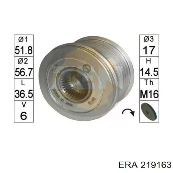 Шкив генератора 219163 ERA