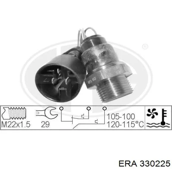 Sensor, temperatura del refrigerante (encendido el ventilador del radiador) 330225 ERA