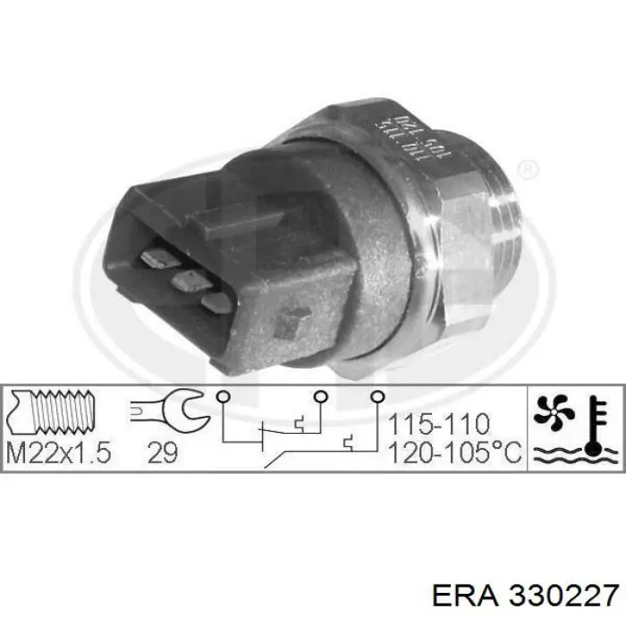 Sensor, temperatura del refrigerante (encendido el ventilador del radiador) 330227 ERA