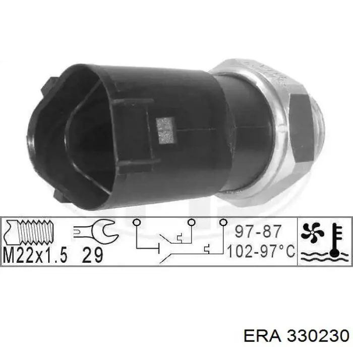 Sensor, temperatura del refrigerante (encendido el ventilador del radiador) 330230 ERA