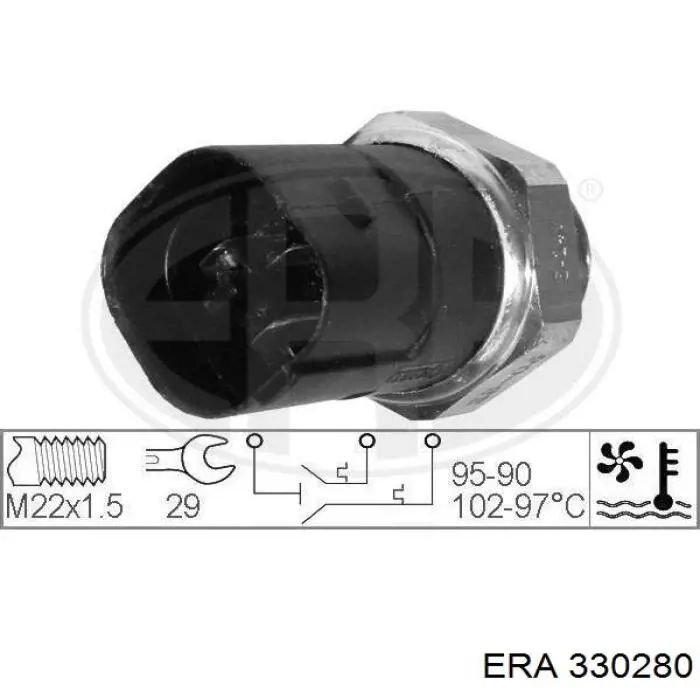 Sensor, temperatura del refrigerante (encendido el ventilador del radiador) 330280 ERA