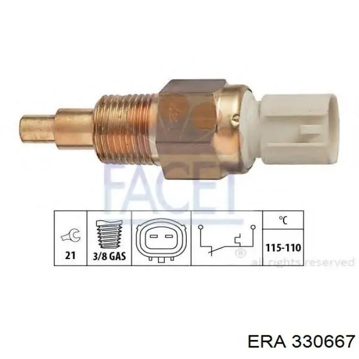 Sensor, temperatura del refrigerante (encendido el ventilador del radiador) 330667 ERA