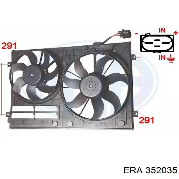 352035 ERA ventilador elétrico de esfriamento montado (motor + roda de aletas)