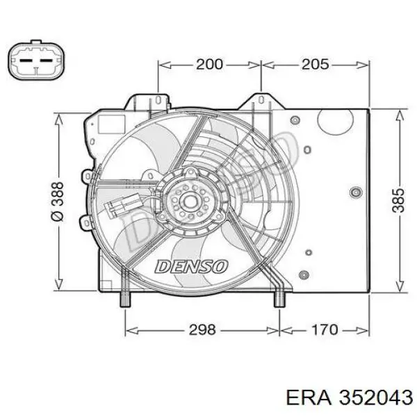 352043 ERA difusor do radiador de esfriamento, montado com motor e roda de aletas