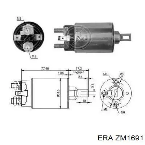 Втягивающее реле стартера M3T10071 Mitsubishi