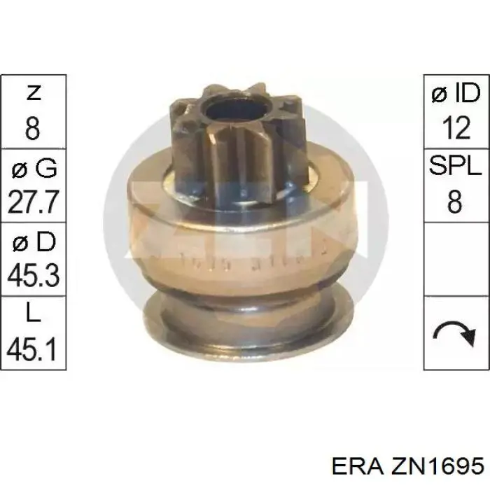 ZN1695 ERA бендикс стартера