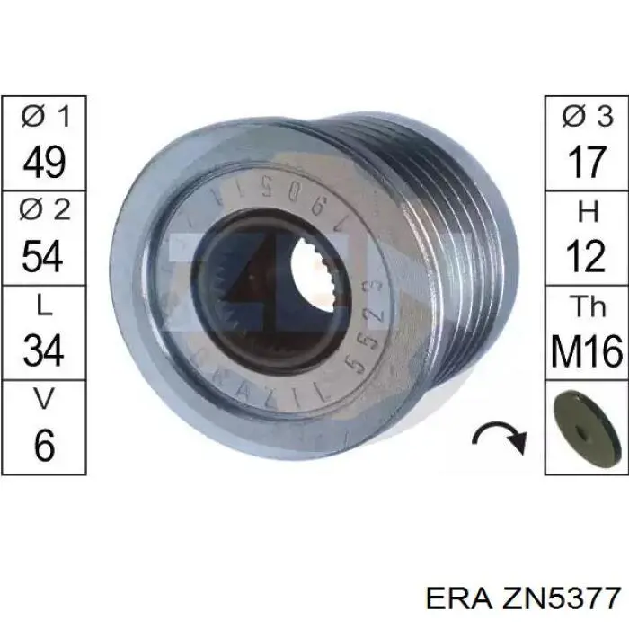 Купить ZN5377 ERA Шкив ремня генератора