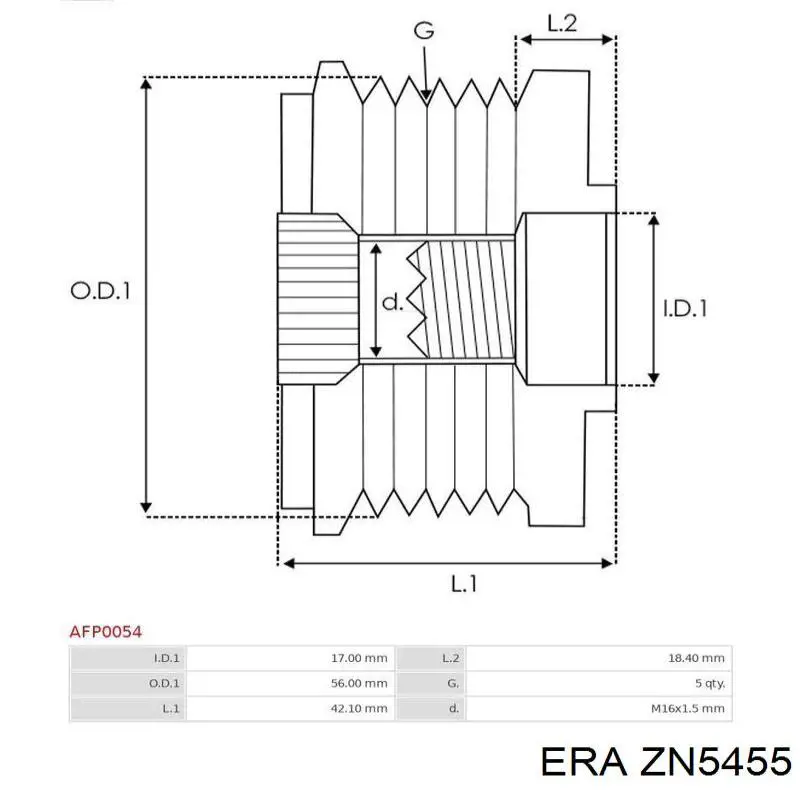 Шкив генератора ZN5455 ERA