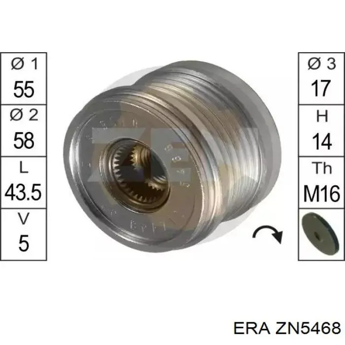 Шкив генератора ZN5468 ERA