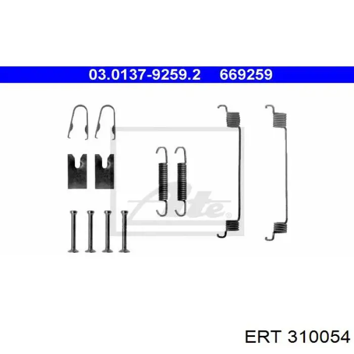 310054 ERT монтажный комплект задних барабанных колодок