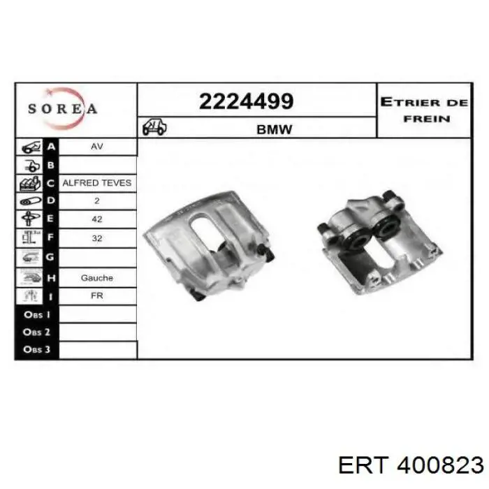 Ремкомплект переднего суппорта 400823 ERT