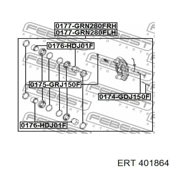 401864 ERT ремкомплект суппорта тормозного переднего