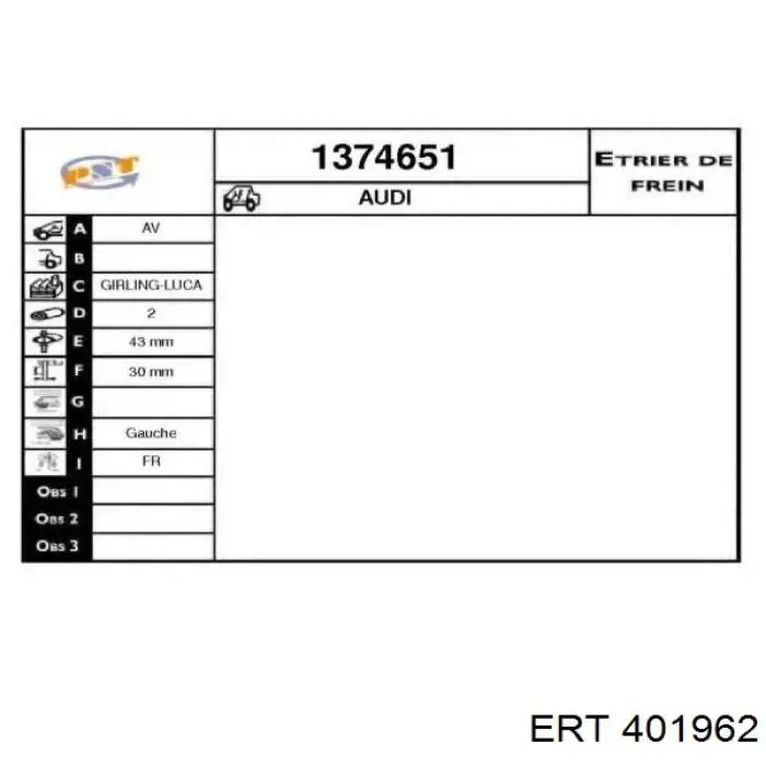 Ремкомплект тормозной системы ERT 401962 цена, от 30.73 USD