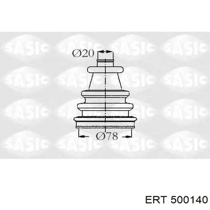 Fuelle, árbol de transmisión delantero interior 500140 ERT