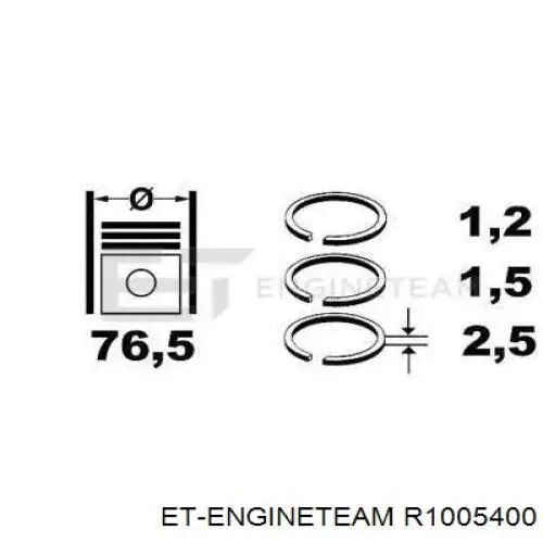 Купить R1005400 ET Engineteam Комплект поршневых колец на 1 цилиндр, стандарт