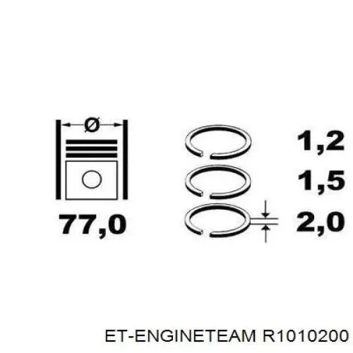 R1010200 ET Engineteam кольца поршневые на 1 цилиндр, std.