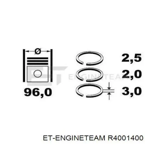 Купить 120337F400 Nissan/Infiniti Кольца поршневые комплект на мотор, 1-й ремонт (+0,25)