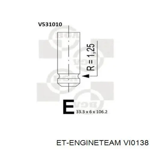 Клапан впускной ET Engineteam VI0138 цена, от 5.17 USD