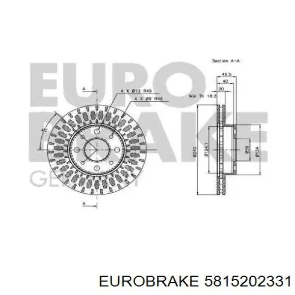 Передние тормозные диски 5815202331 Eurobrake