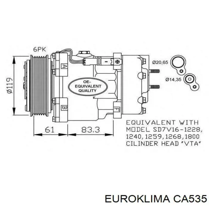Купить CA535 Euroklima Муфта компрессора кондиционера