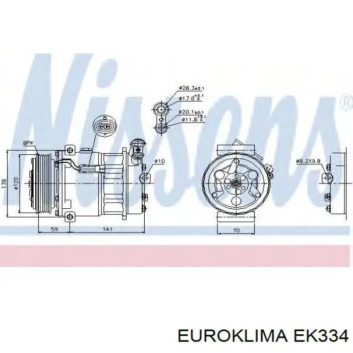 Купить EK334 Euroklima Диск муфты компрессора кондиционера