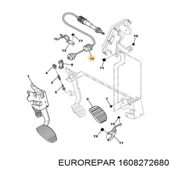 Купить 1608272680 Eurorepar Трос сцепления
