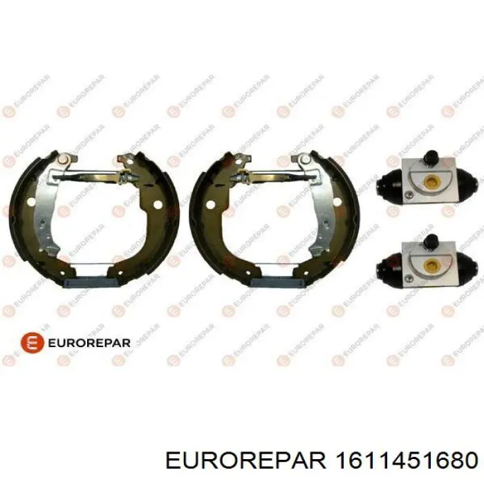 Колодки тормозные задние барабанные, в сборе с цилиндрами, комплект 1611451680 Eurorepar