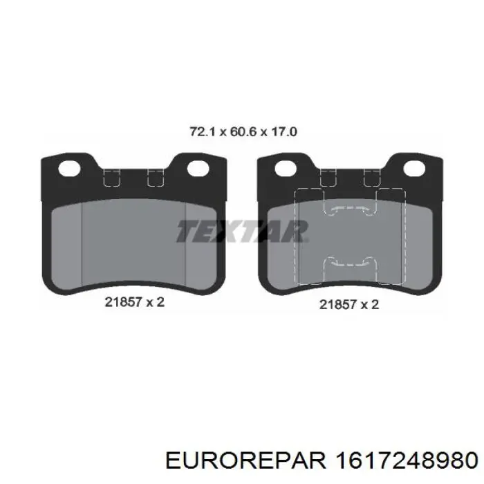 Передние тормозные колодки 1617248980 Eurorepar