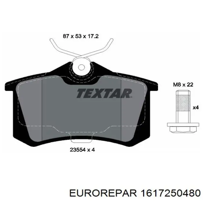 Купить 1617250480 Eurorepar Колодки тормозные задние, дисковые