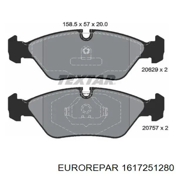 Передние тормозные колодки 1617251280 Eurorepar