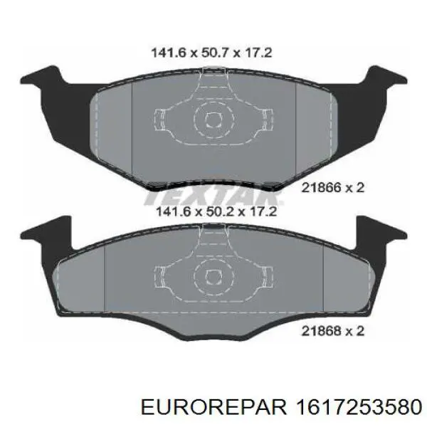 Передние тормозные колодки 1617253580 Eurorepar