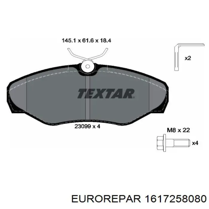 1617258080 Eurorepar колодки тормозные передние дисковые