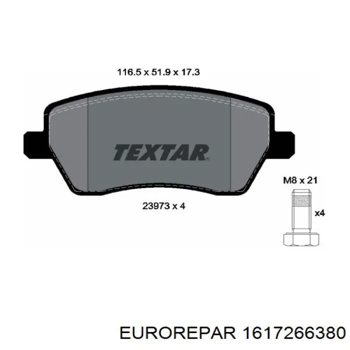 Купить 1617266380 Eurorepar Колодки тормозные