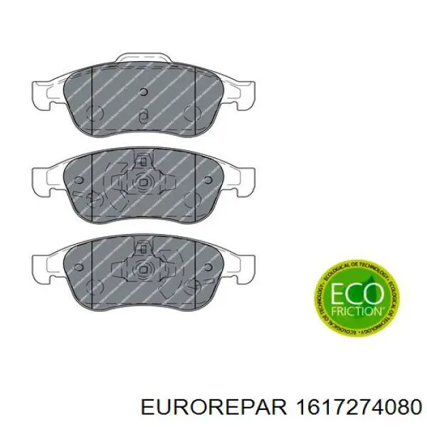 Передние тормозные колодки 1617274080 Eurorepar