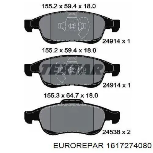 Колодки Eurorepar 1617274080 цена, от 20.34 USD