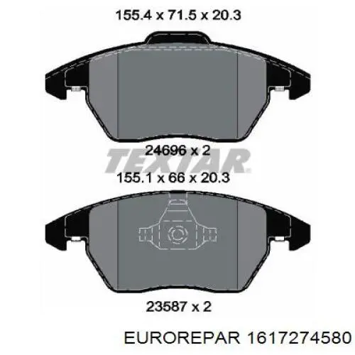 Купить 1617274580 Eurorepar Колодки тормозные