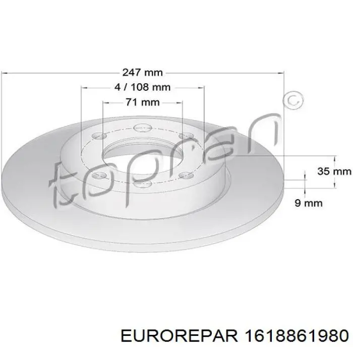 Тормозные диски 1618861980 Eurorepar