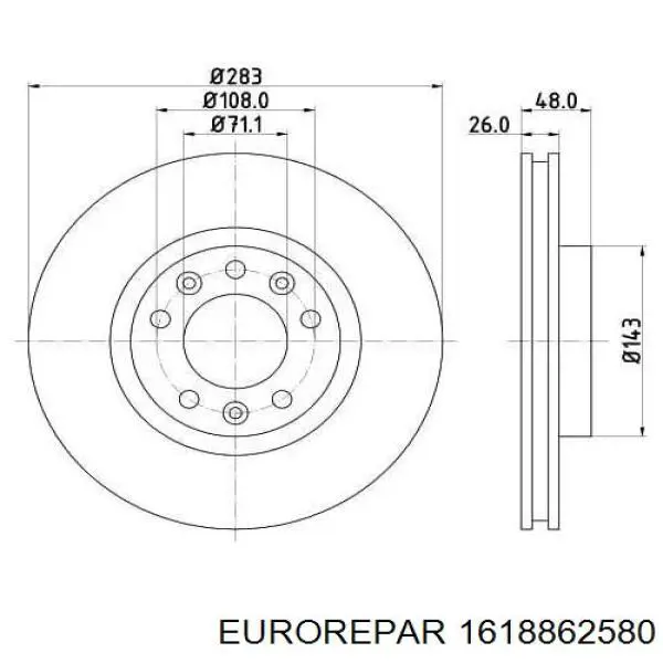 Передние тормозные диски 1618862580 Eurorepar