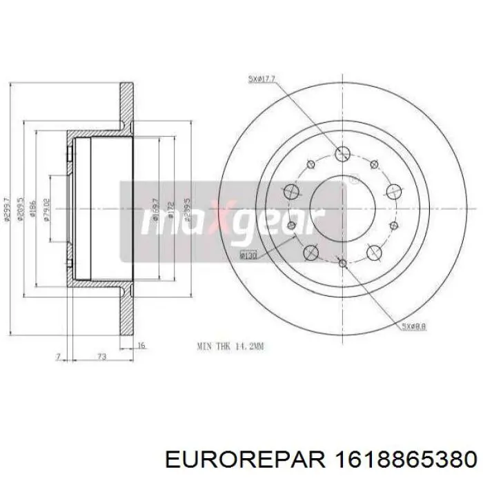 Задний тормозной диск Eurorepar 1618865380 цена, от 36.66 USD