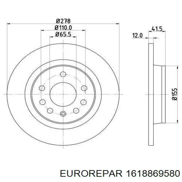 Тормозные диски 1618869580 Eurorepar