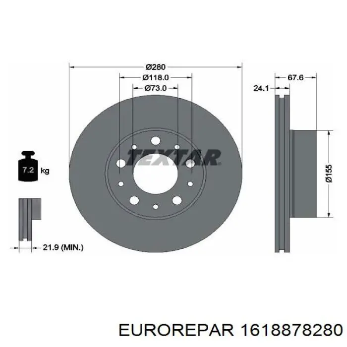 Передние тормозные диски 1618878280 Eurorepar