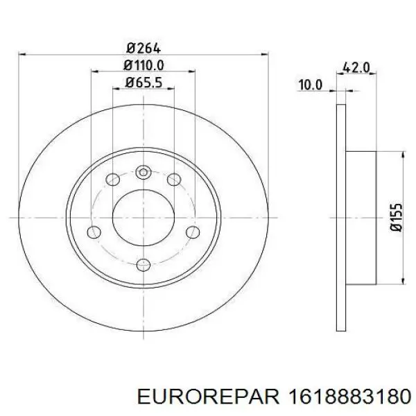 Задний тормозной диск Eurorepar 1618883180 цена, от 37.33 USD