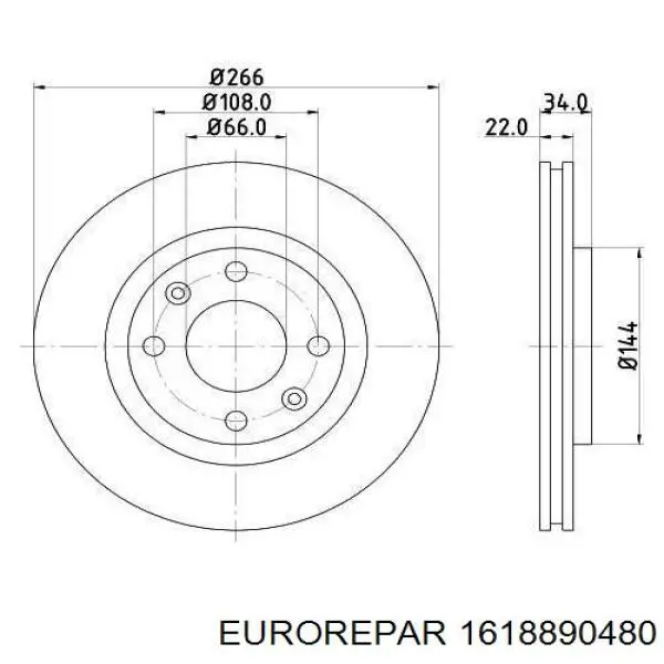 Купить 1618890480 Eurorepar Ротор тормозной
