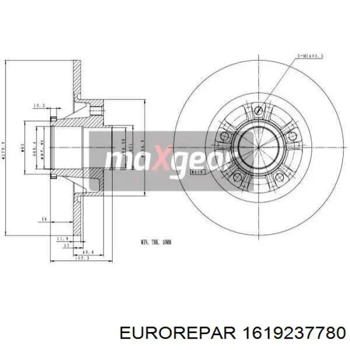 Тормозные диски 1619237780 Eurorepar