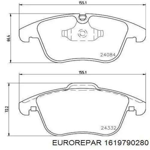 Передние тормозные колодки 1619790280 Eurorepar