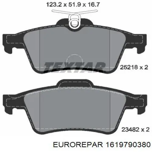 Купить 1619790380 Eurorepar Колодки тормозные задние, дисковые