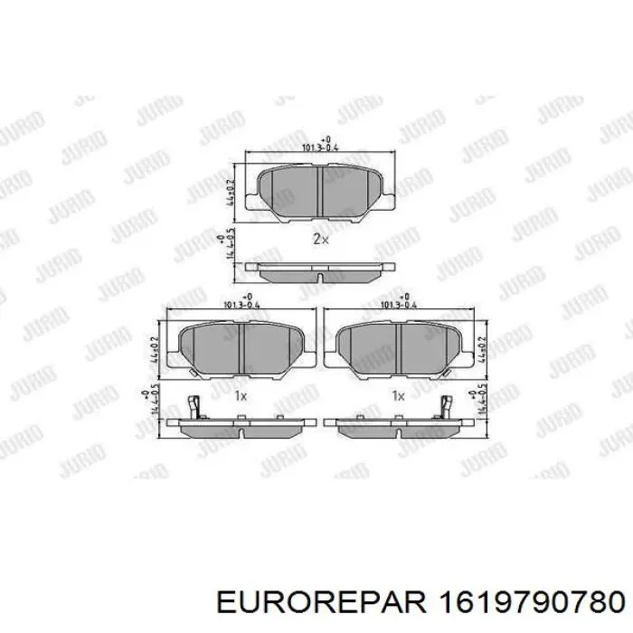 Задние тормозные колодки 1619790780 Eurorepar