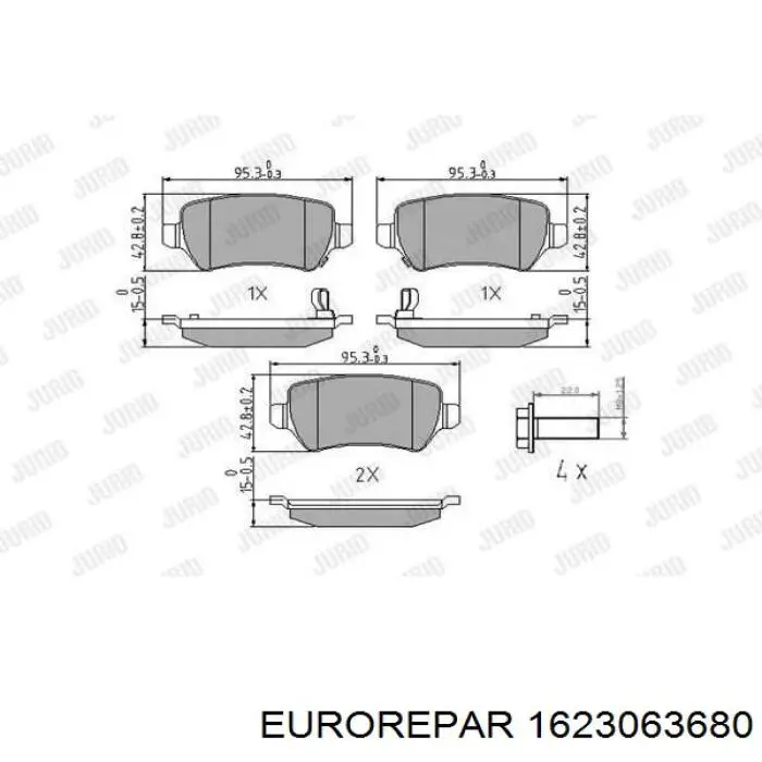 Задние тормозные колодки 1623063680 Eurorepar